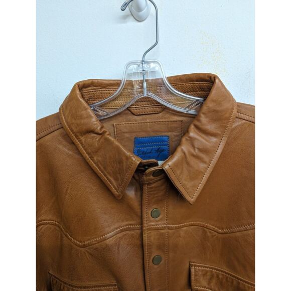 Gilded Age Mens Leather Jacket Amber Brown Size 100% Sheep Hide Size 3XL - Picture 3 of 9